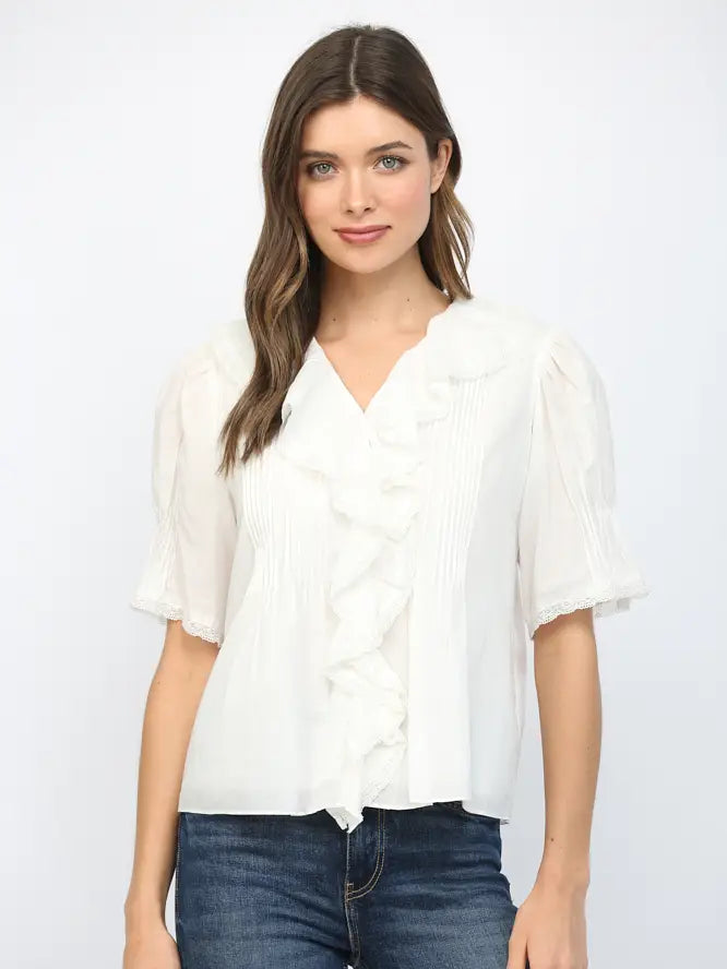 Charlotte Ruffle Pintuck Blouse