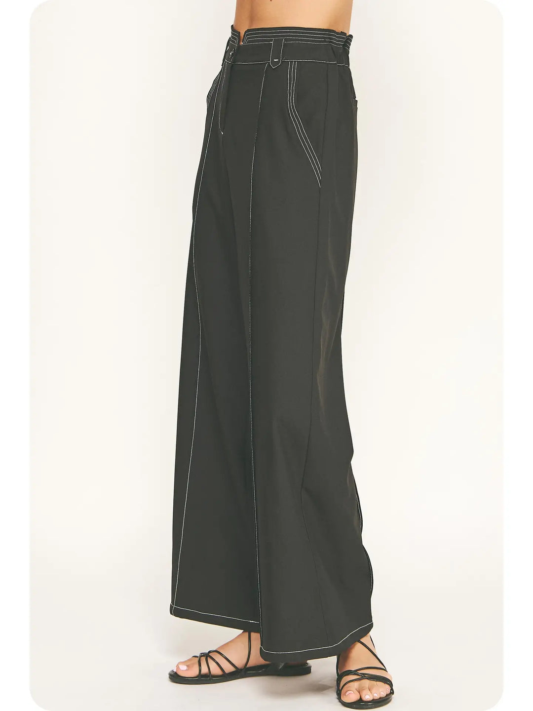 Top Stitch Wide Leg Trouser