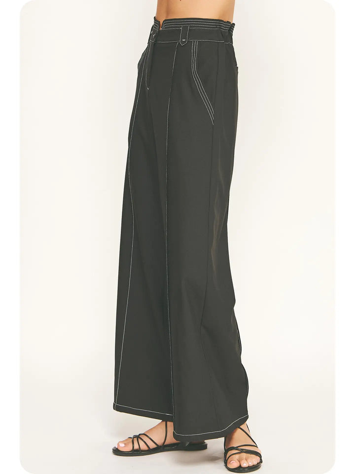 Top Stitch Wide Leg Trouser