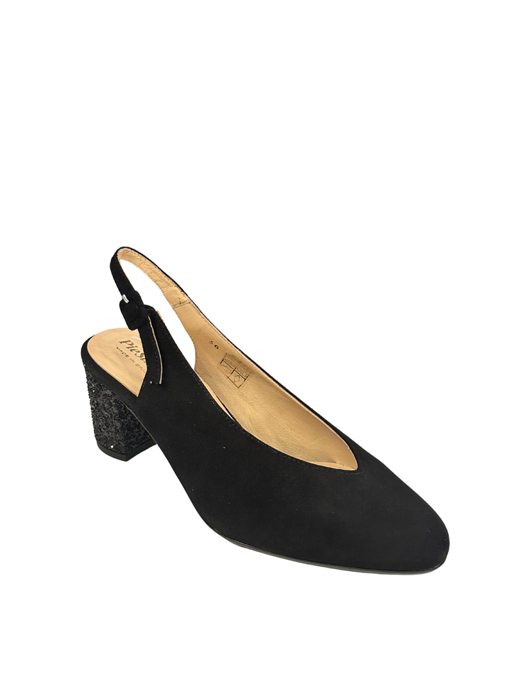 Suede/Sequin Slingback Black