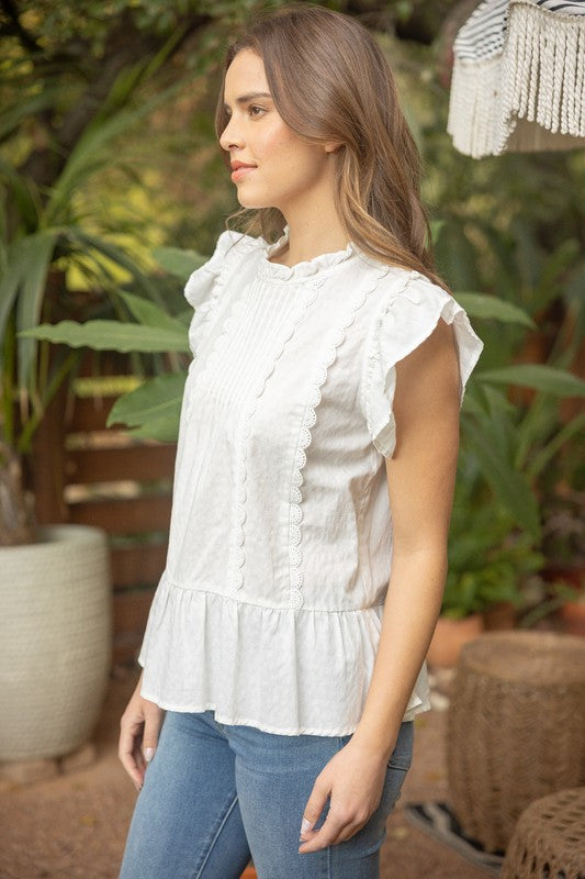 Ivory Scallop Lace Tiered Top