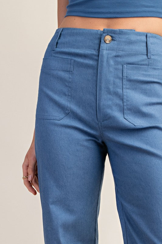 Blue Ankle Cropped Pants