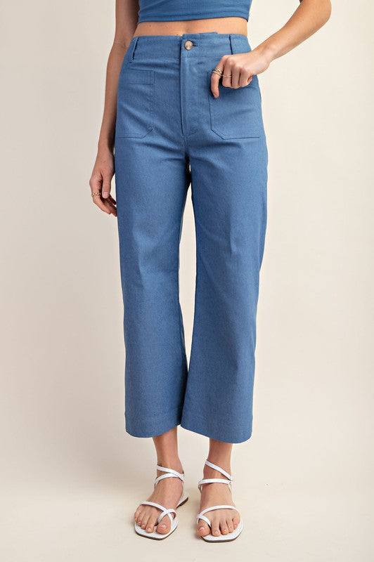 Blue Ankle Cropped Pants