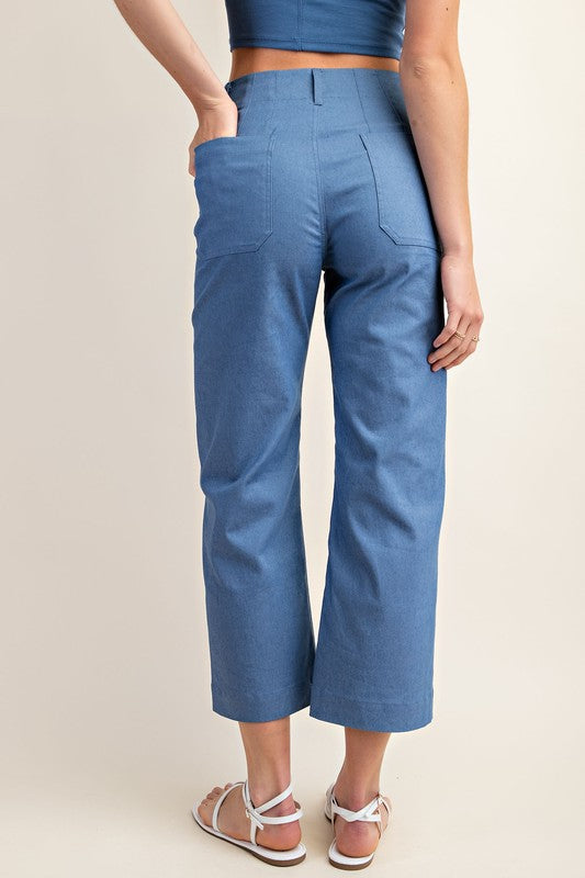 Blue Ankle Cropped Pants