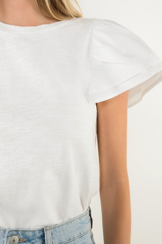 White Breeze Flutter Top