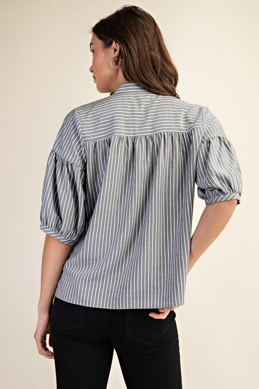 Black Striped Bubble Sleeve