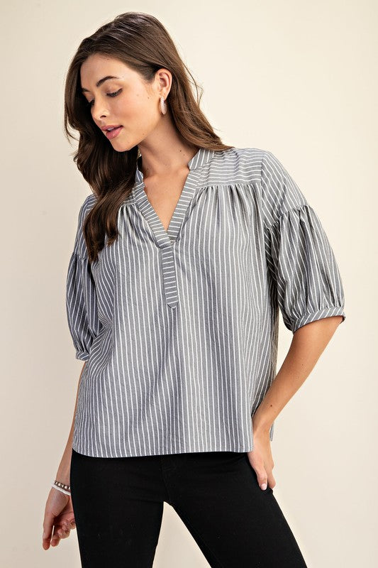 Black Striped Bubble Sleeve