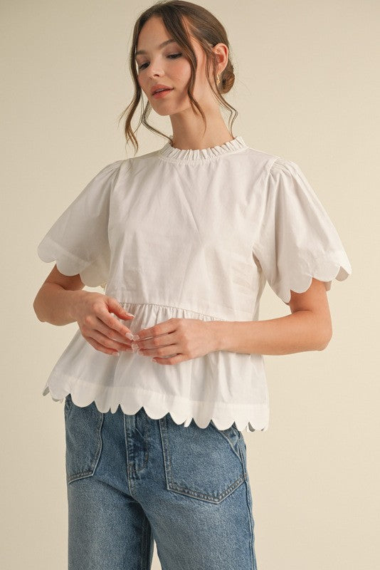 Off White Peplum Top