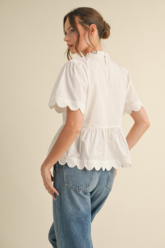 Off White Peplum Top