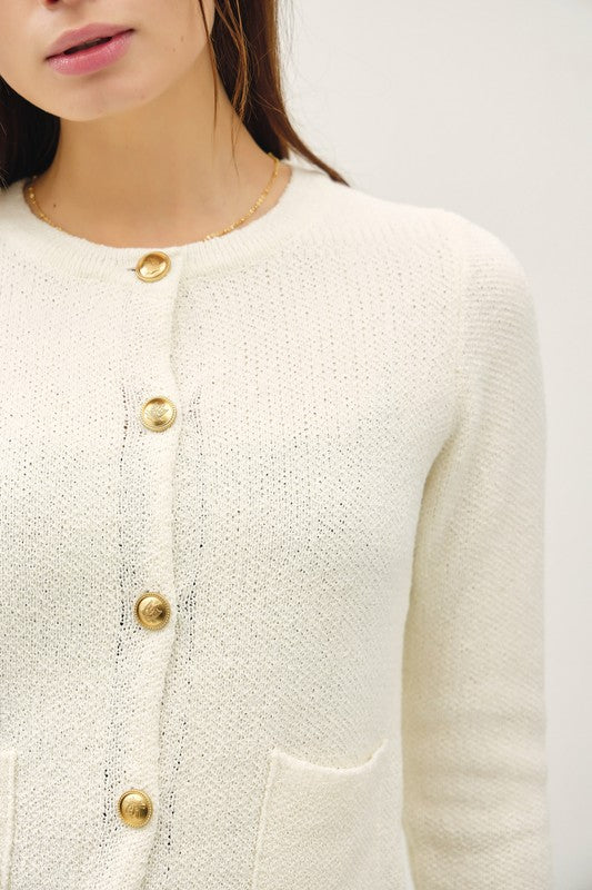 Ivory Cardigan Gold Buttons