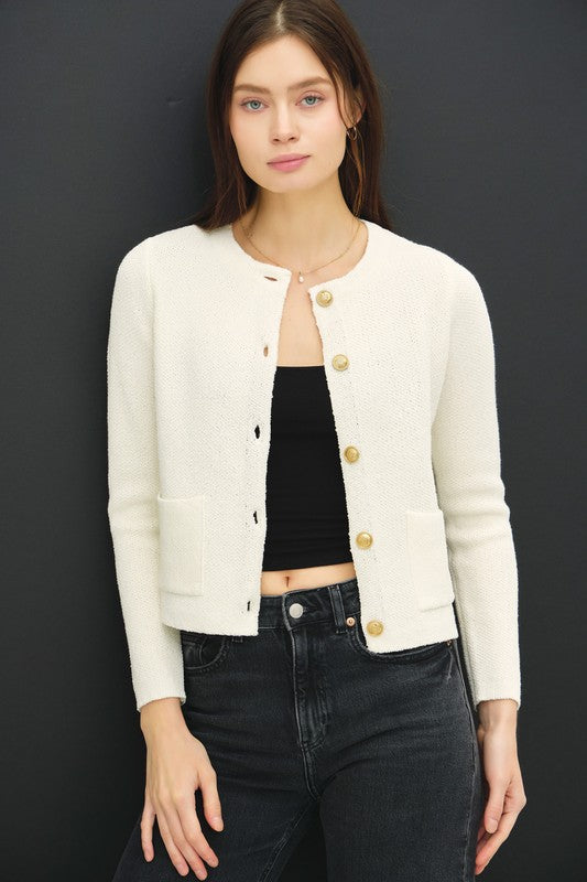 Ivory Cardigan Gold Buttons