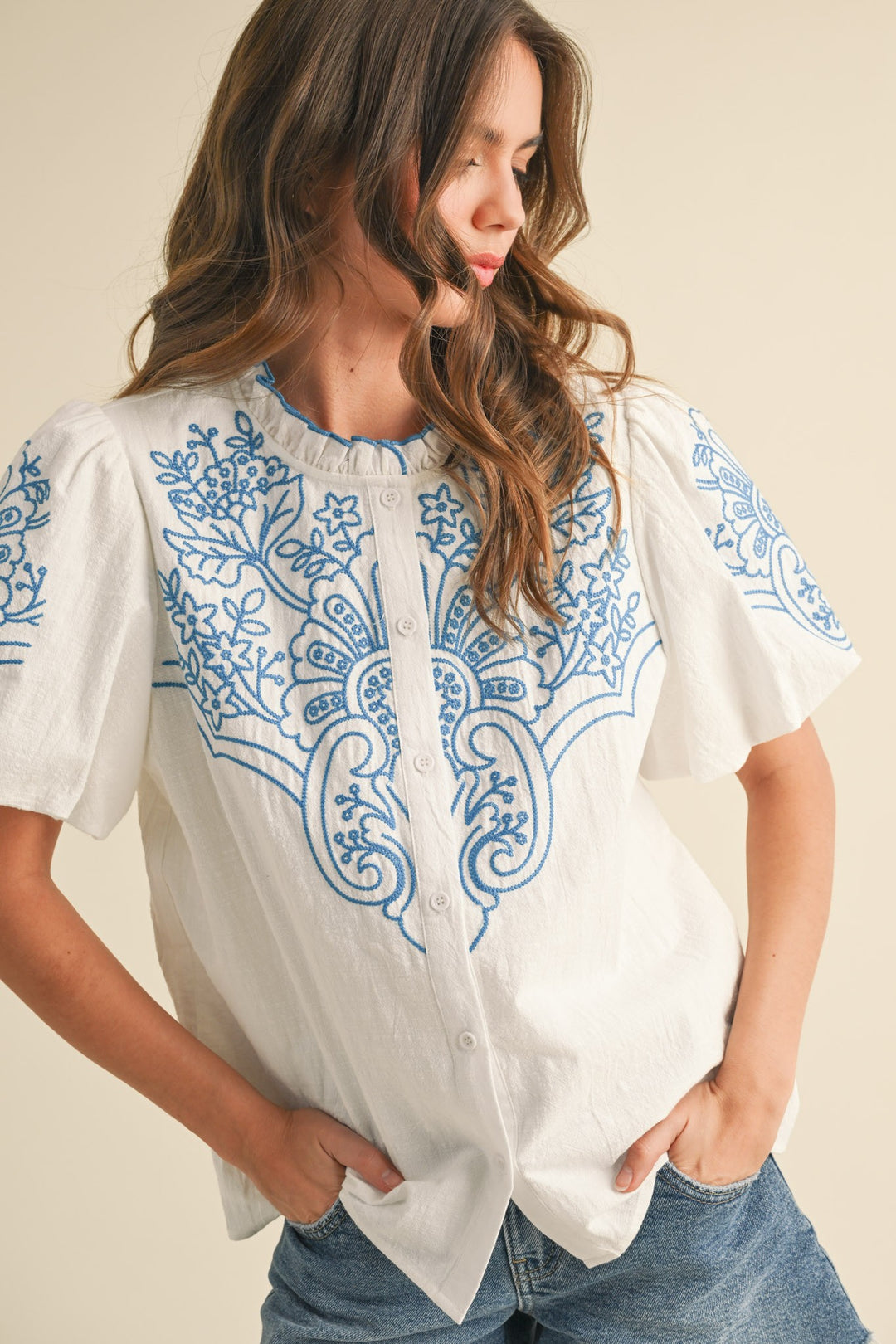 Santorini Stitch Top