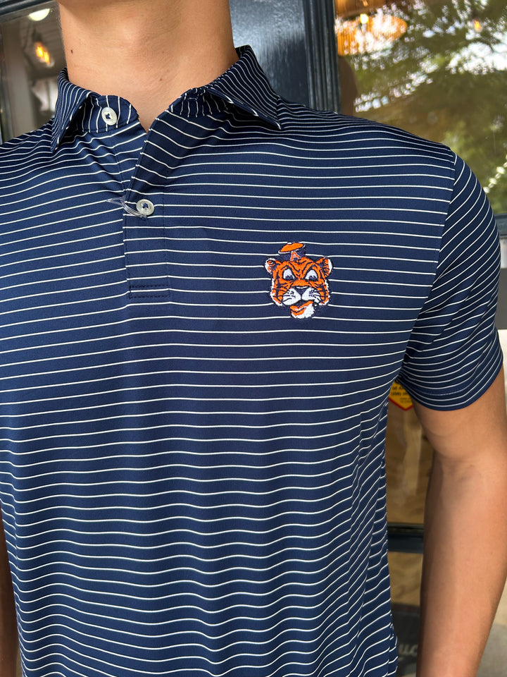 Auburn Beau Striped Perf. Polo