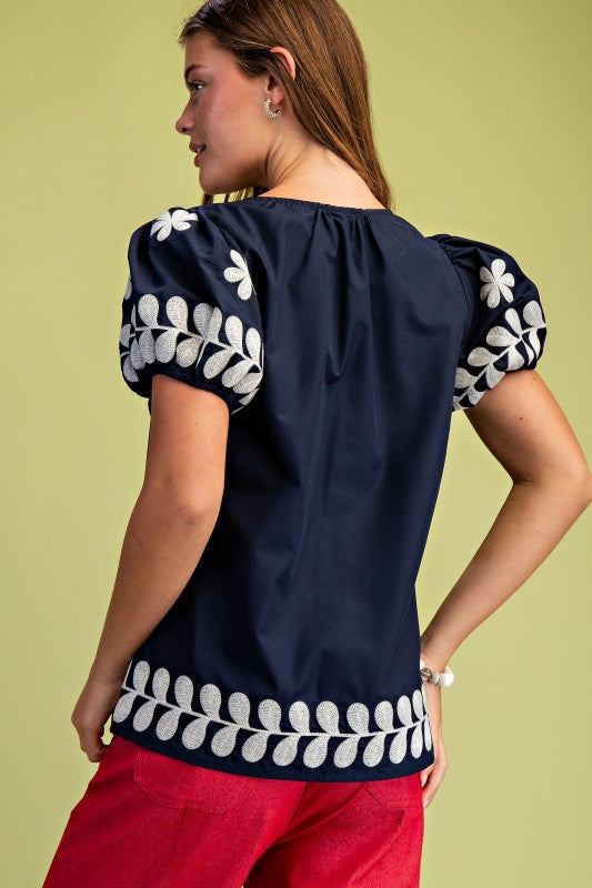 Puff Sleeve V-Neck