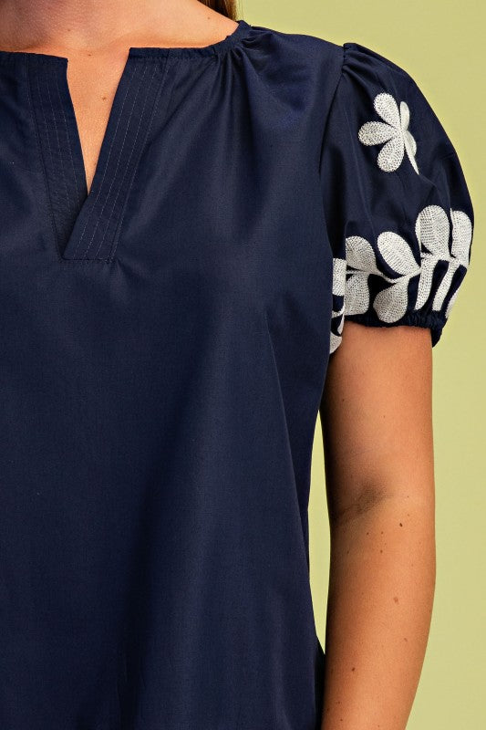 Puff Sleeve V-Neck