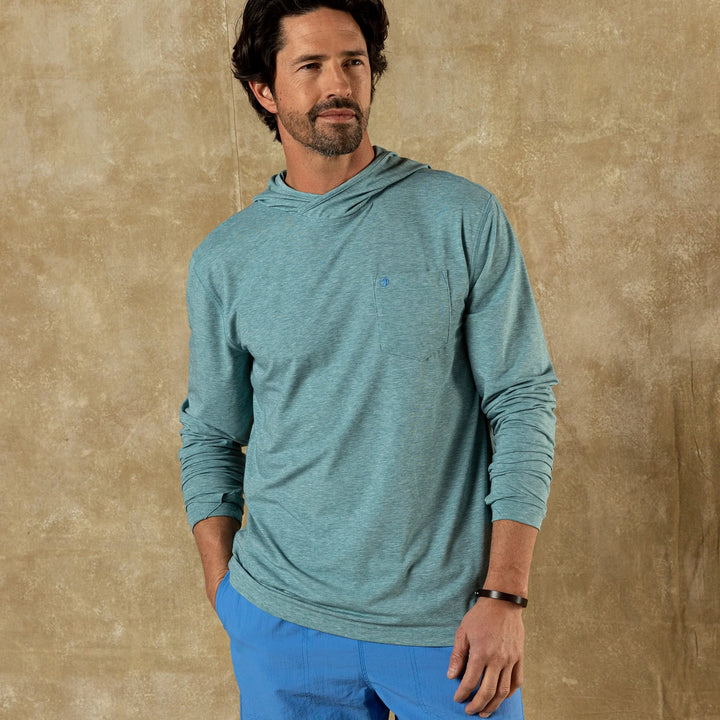 Duck Head Windward Perf Hooded T-Shirt Midnight Teal Heather