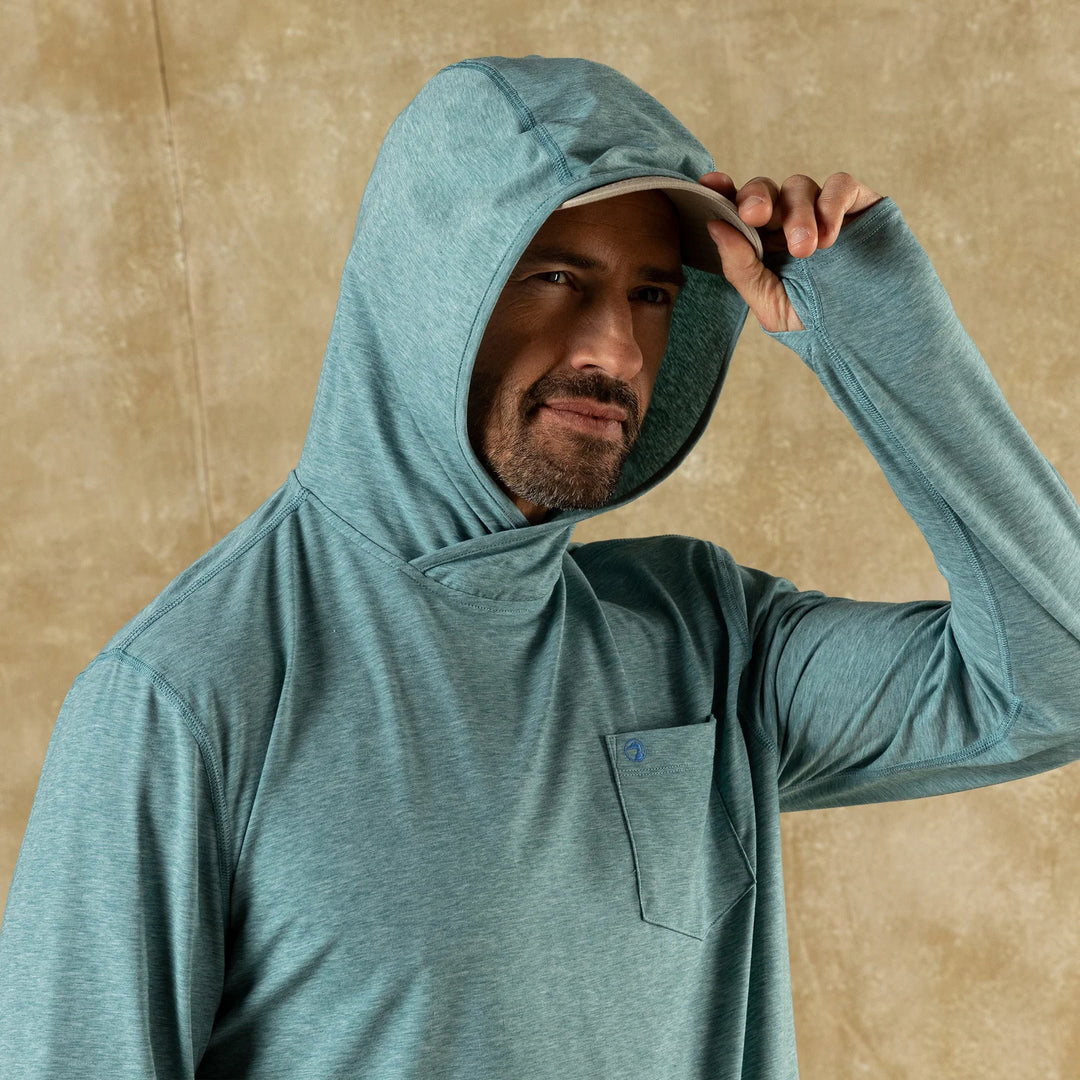 Duck Head Windward Perf Hooded T-Shirt Midnight Teal Heather