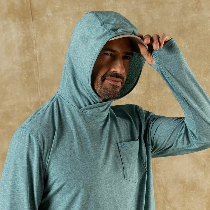 Duck Head Windward Perf Hooded T-Shirt Midnight Teal Heather