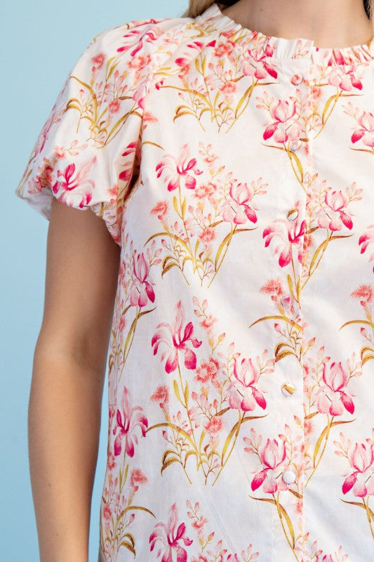 Floral Button Down - Berry Mix