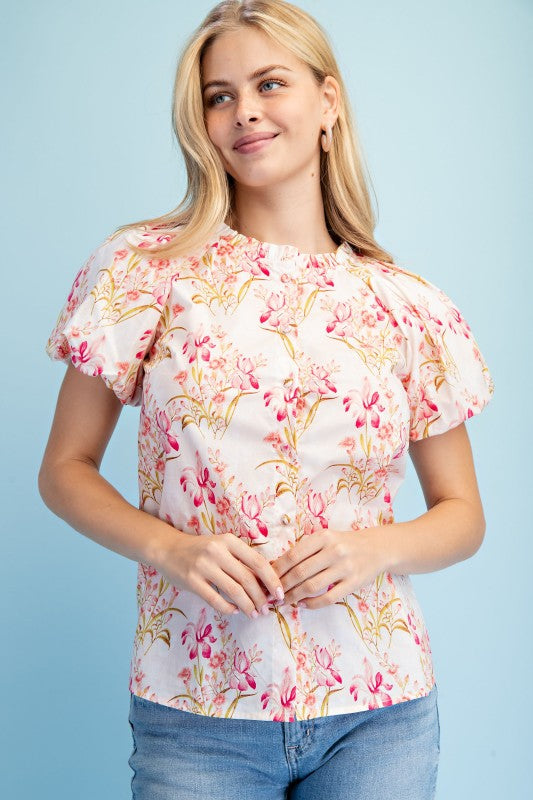 Floral Button Down - Berry Mix