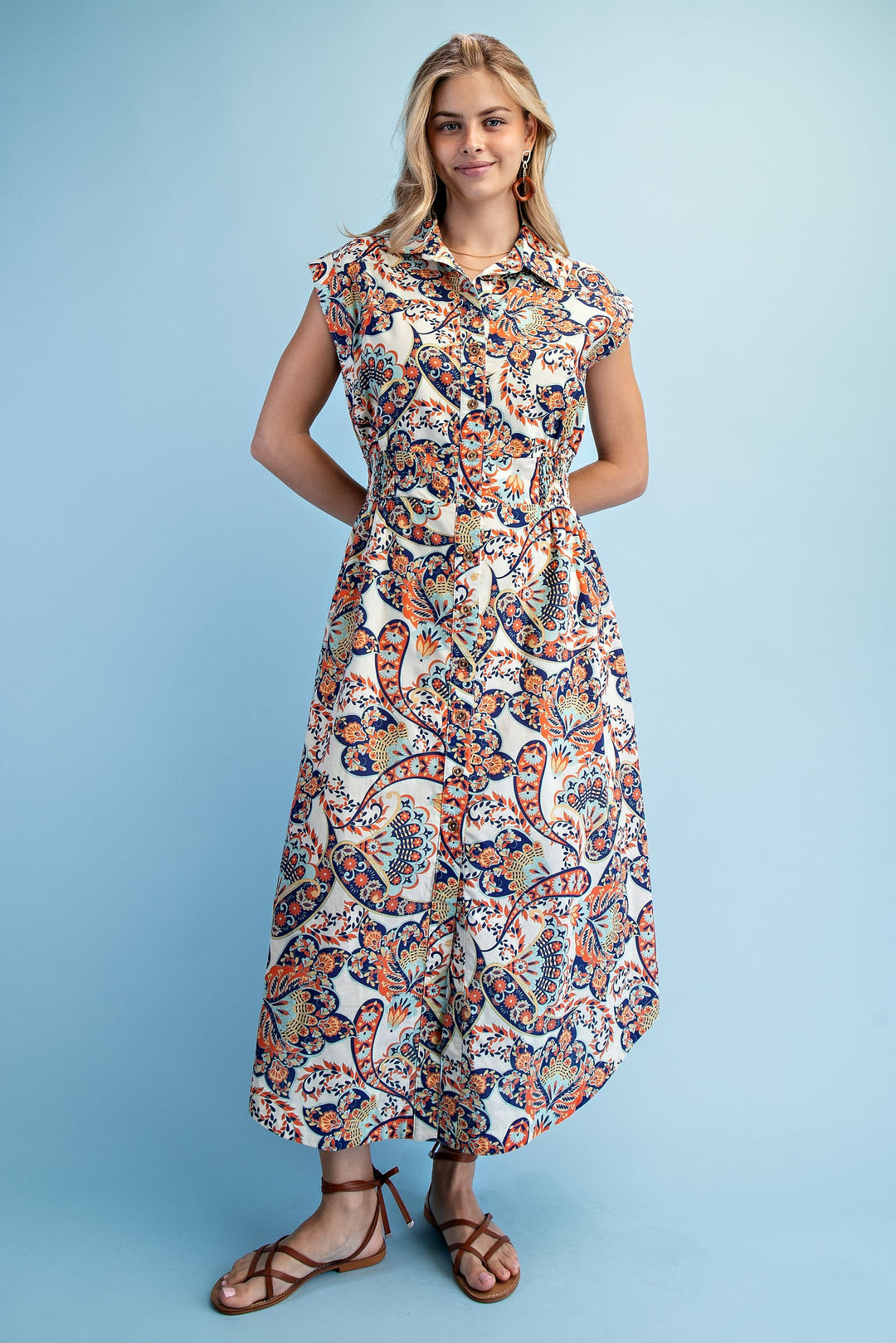 Sleeveless Midi Shirt Dress