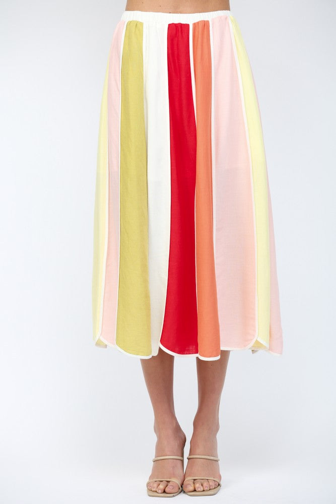 Watercolor Panel Midi Skirt