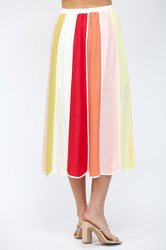 Watercolor Panel Midi Skirt