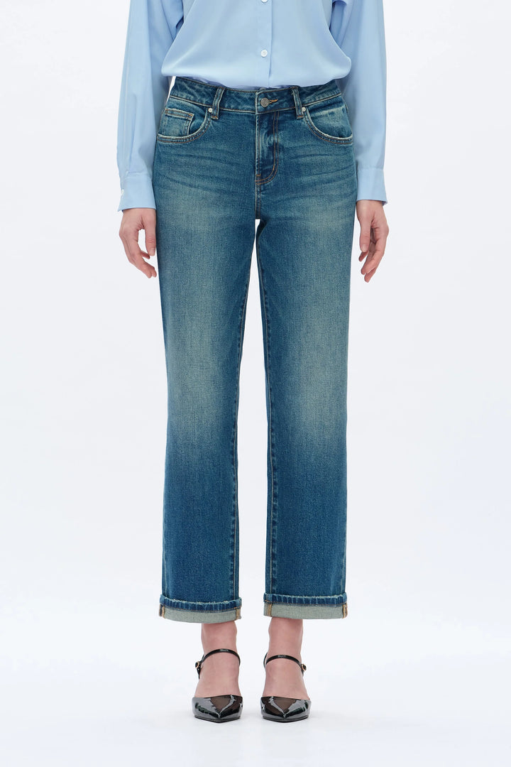 Mid Rise Straight Leg Denim