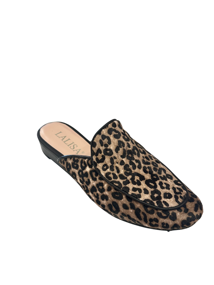 Leopard/Patent Mule Beige