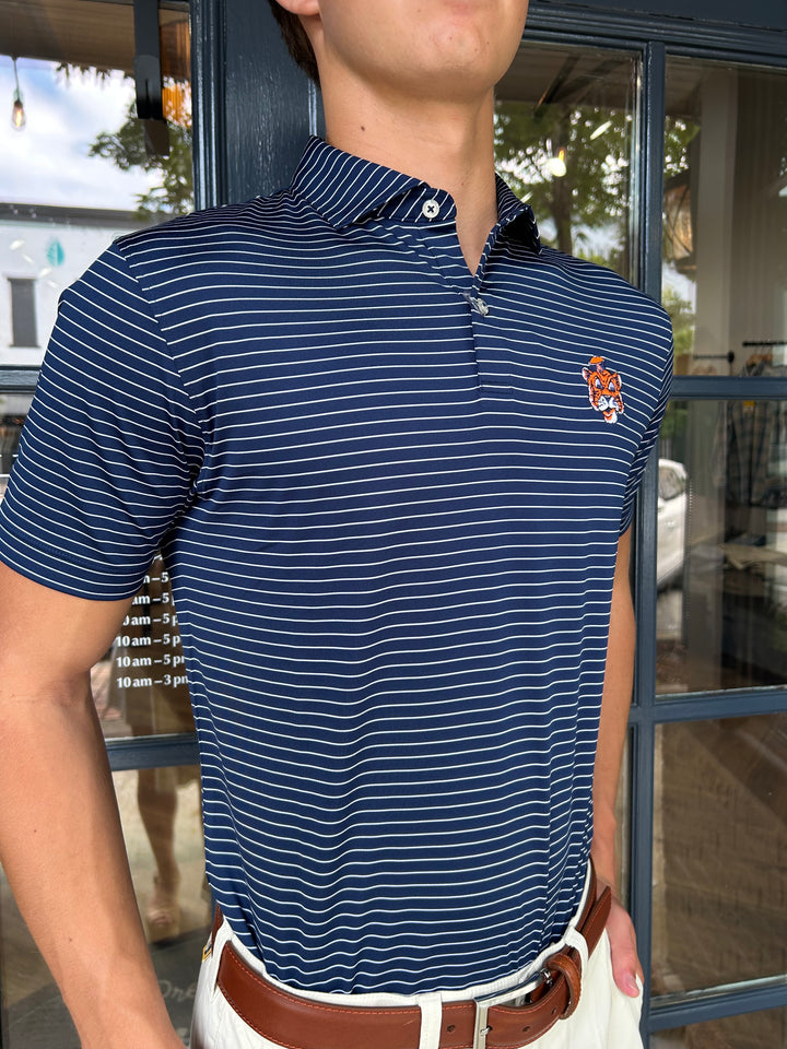 Auburn Beau Striped Perf. Polo