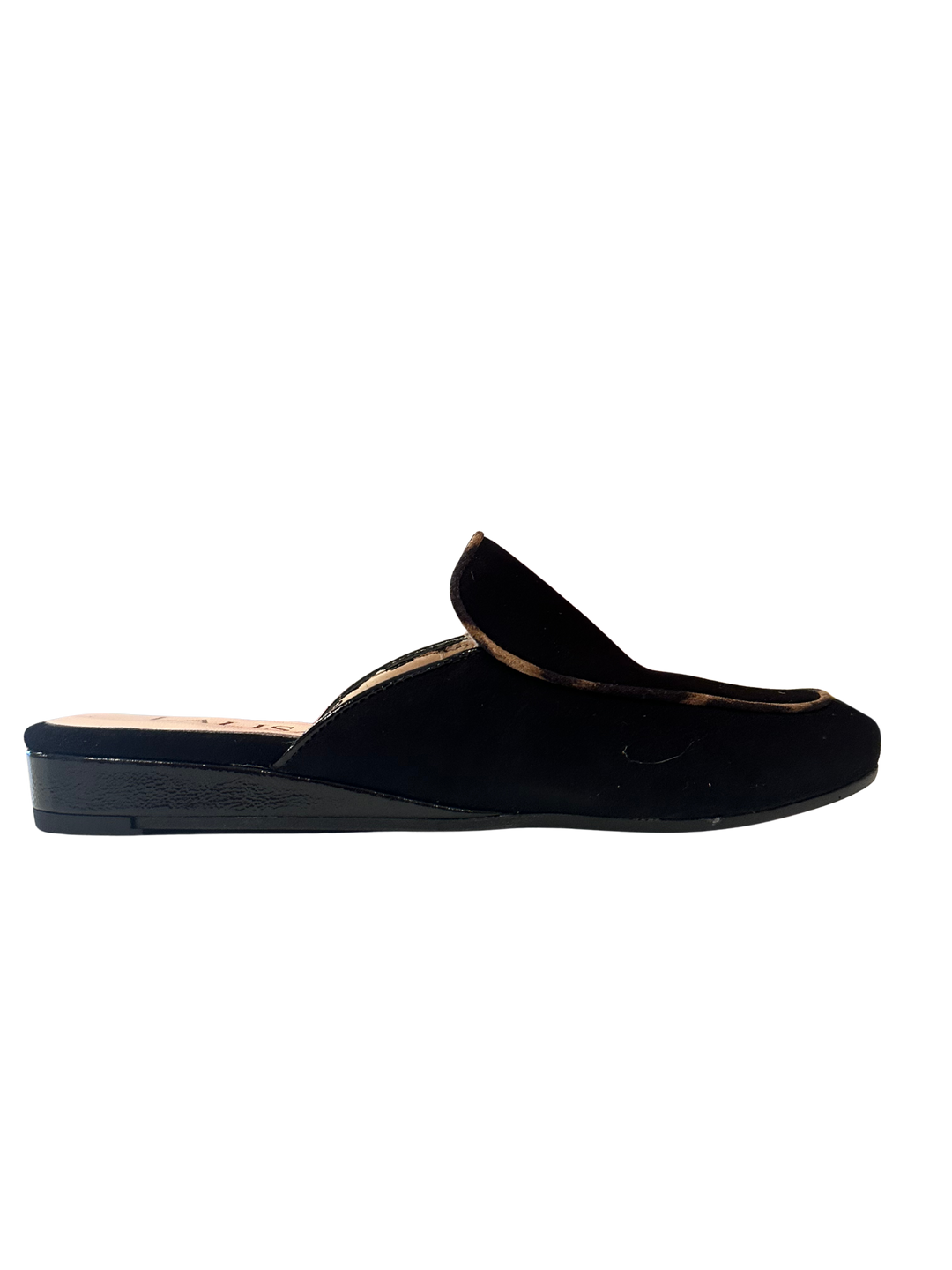 Suede/Patent Mule Black