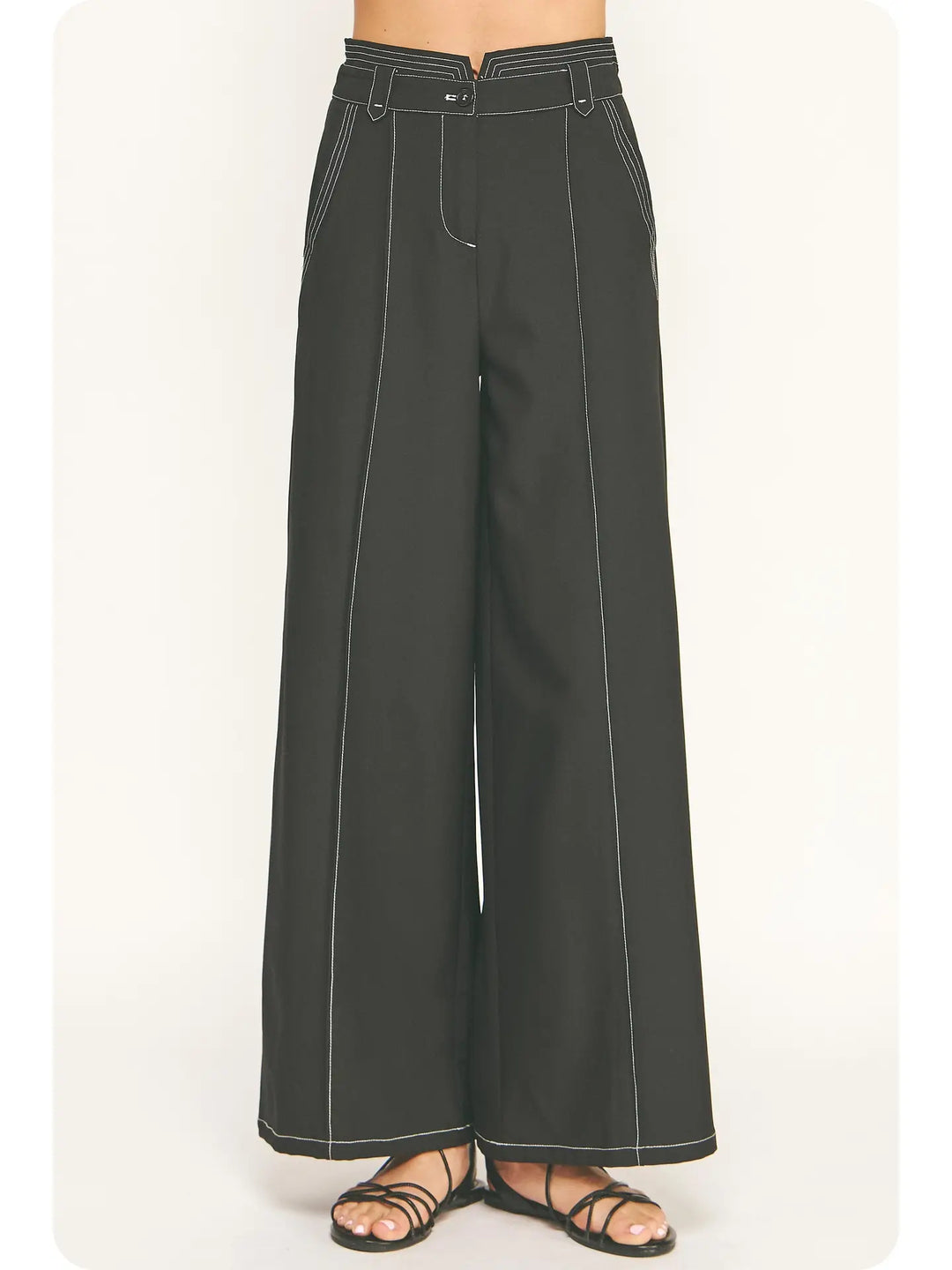 Top Stitch Wide Leg Trouser