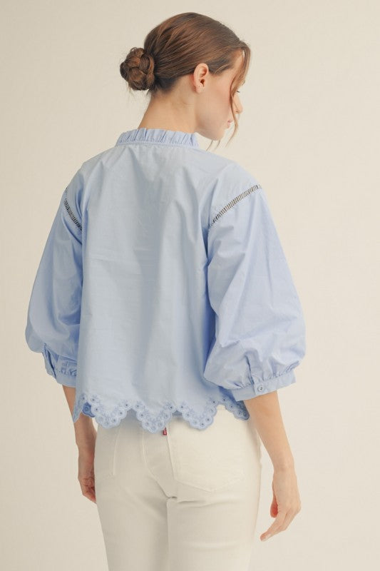 Skylar Scallop Button-Down