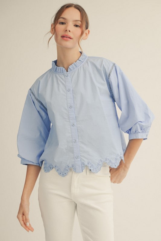 Skylar Scallop Button-Down