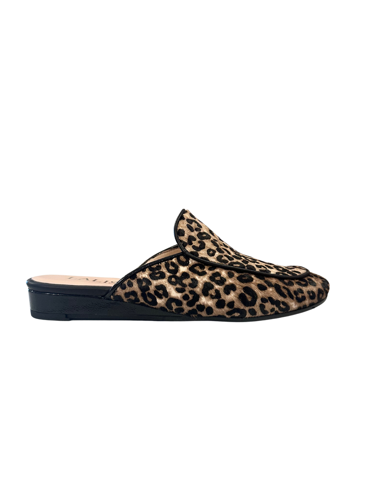 Leopard/Patent Mule Beige