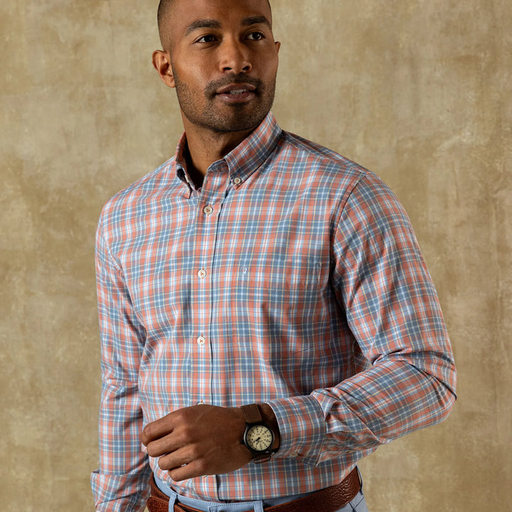 Duck Head Perf Poplin Sport Shirt Rosewood