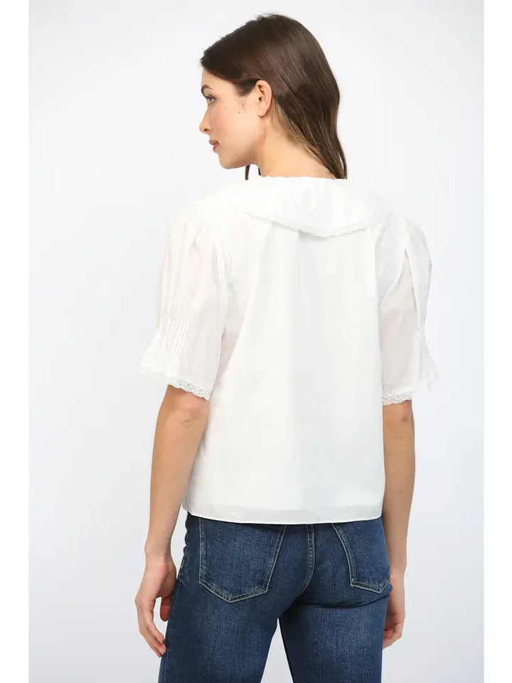 Charlotte Ruffle Pintuck Blouse