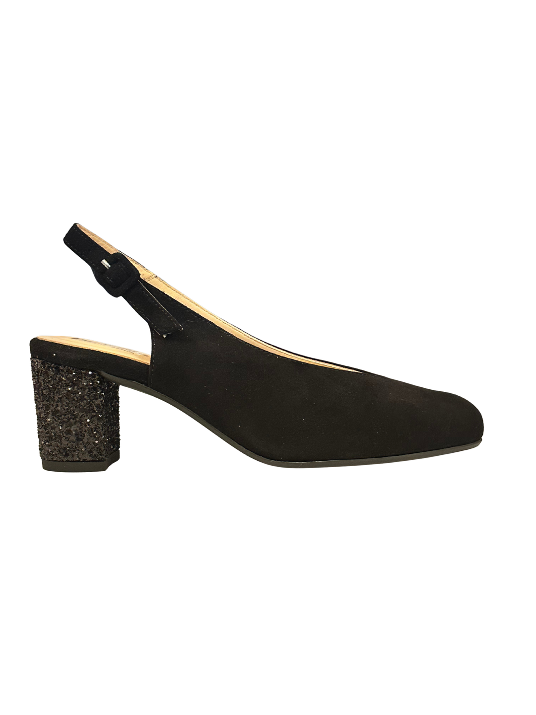 Suede/Sequin Slingback Black