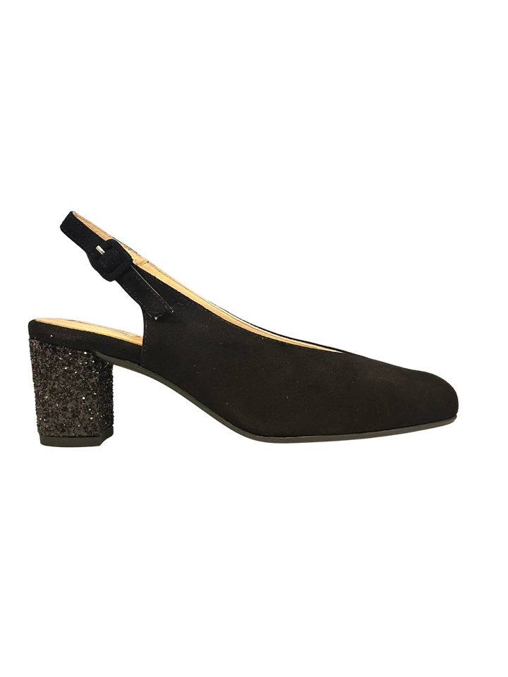Suede/Sequin Slingback Black