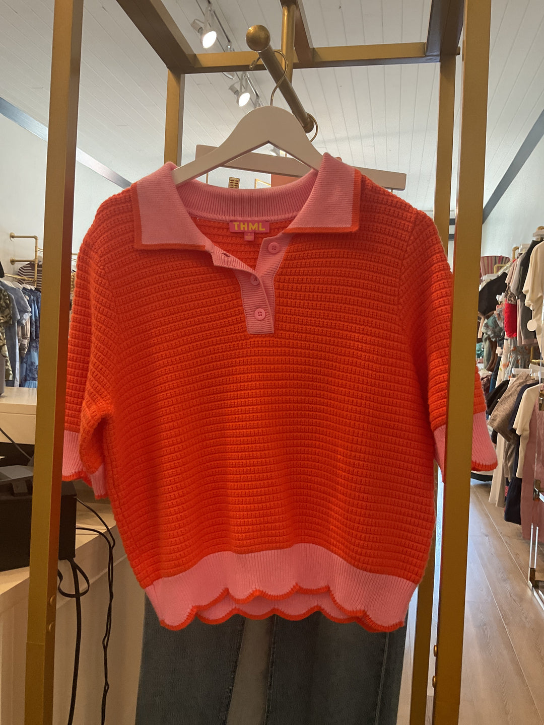Collared Short Sleeve Knit Top