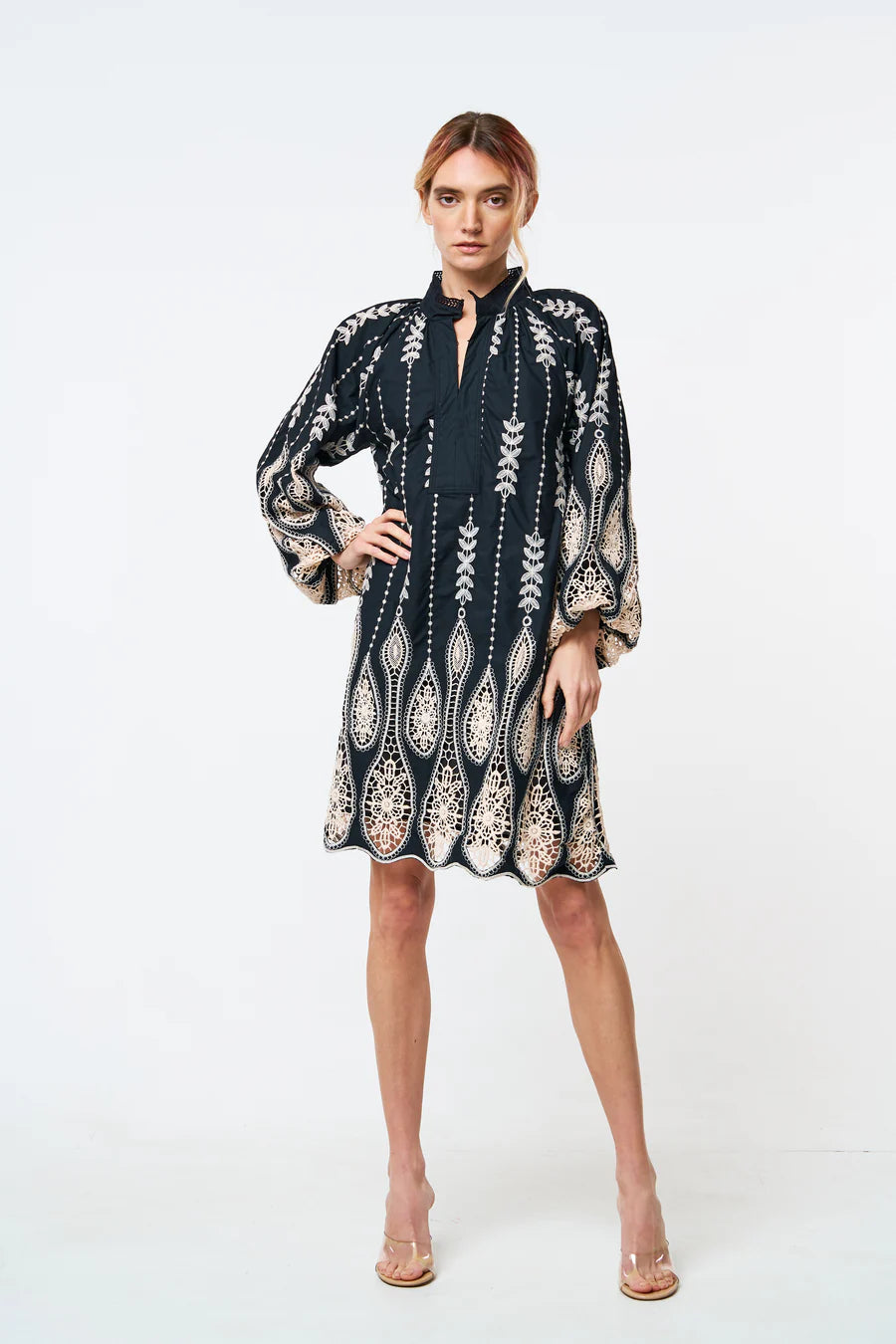 Dianna Embroidered Drip Mini Dress