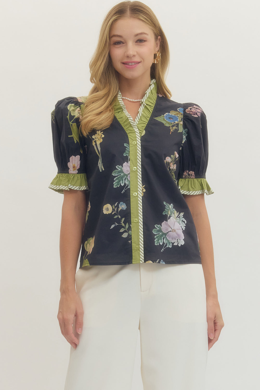 Midnight Garden Ruffle Top