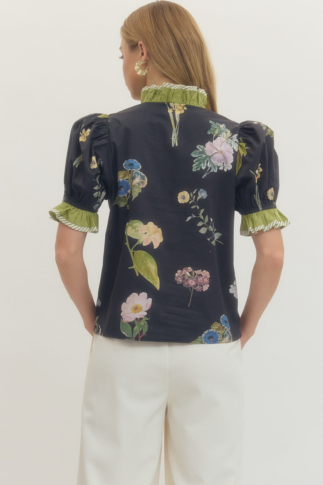 Midnight Garden Ruffle Top