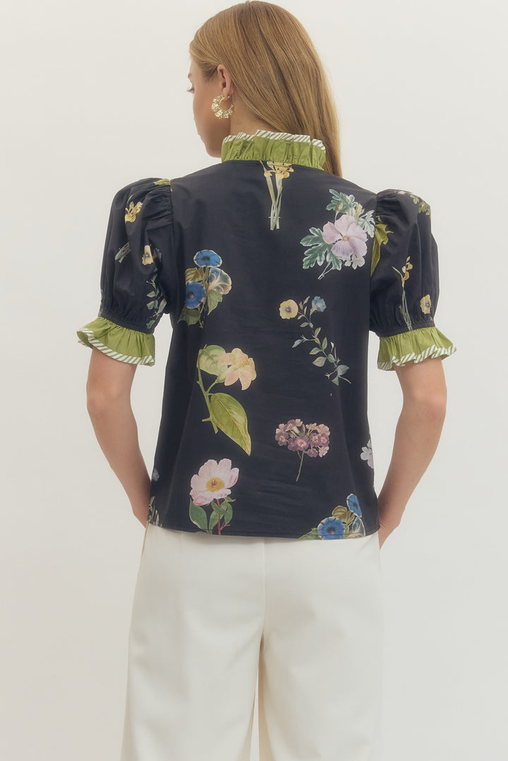 Midnight Garden Ruffle Top
