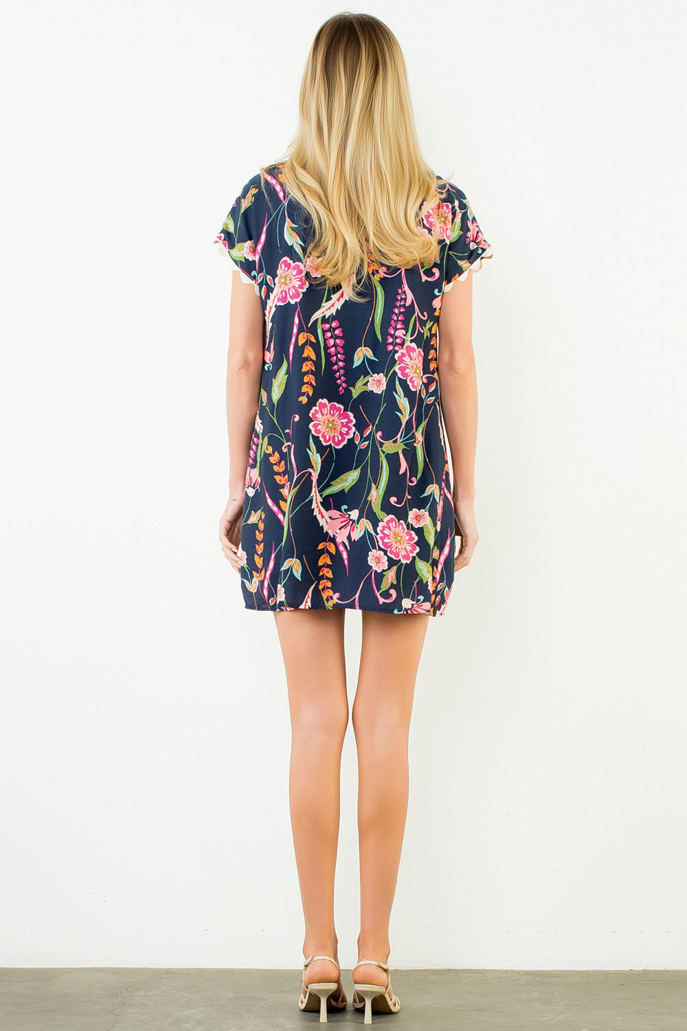 Eden Floral Dress in Navy