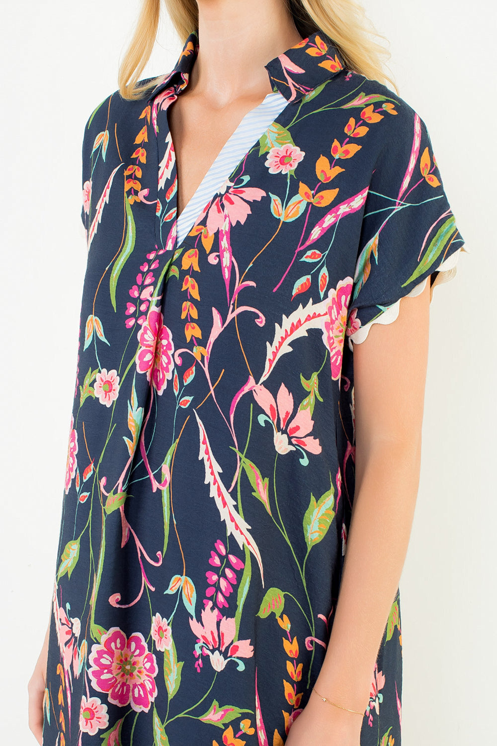 Eden Floral Dress in Navy