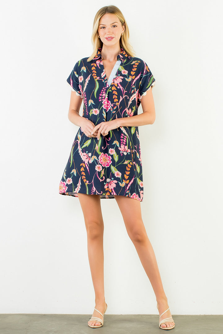 Eden Floral Dress in Navy