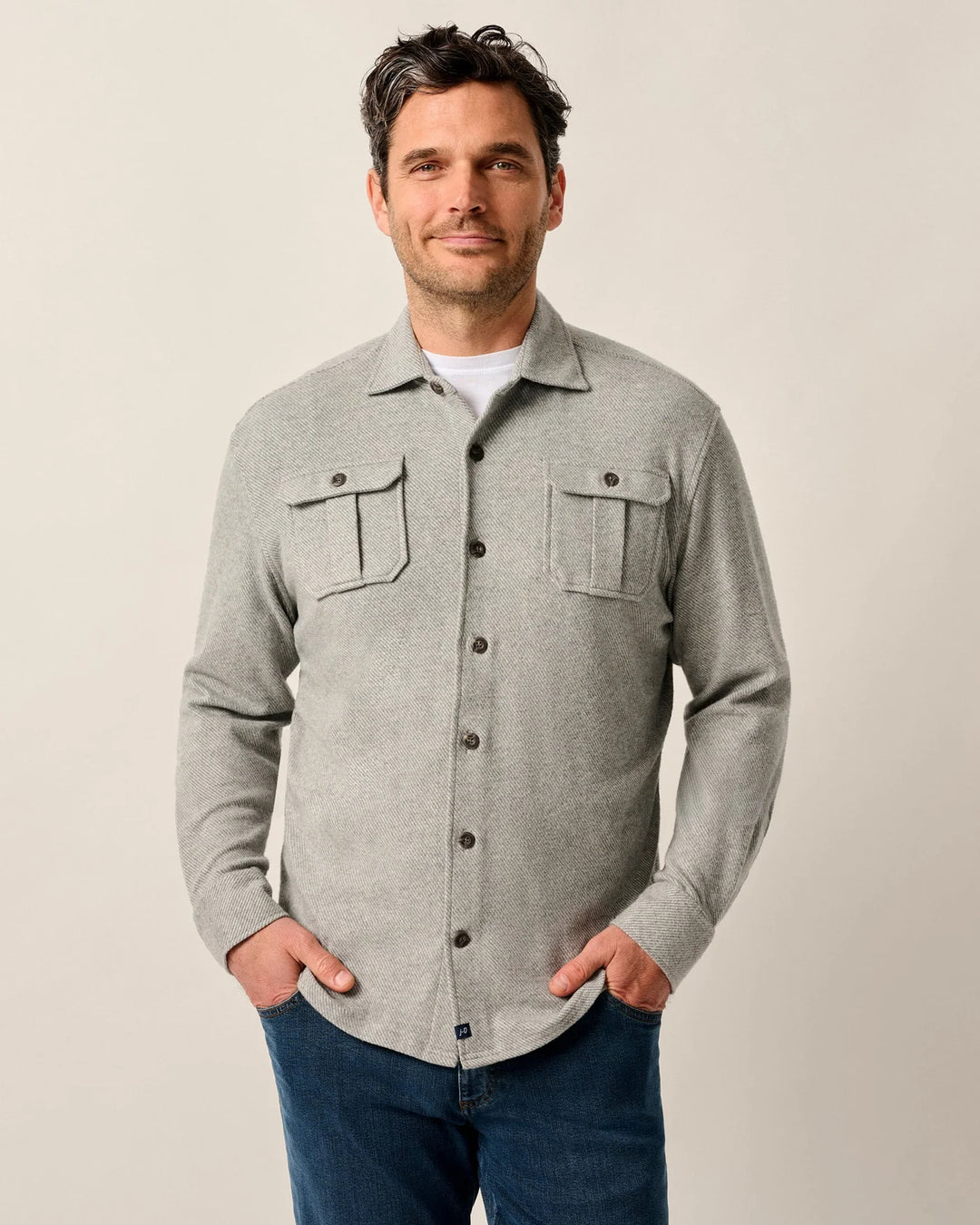 Carl Flannel Lodge Shirt Light Gray