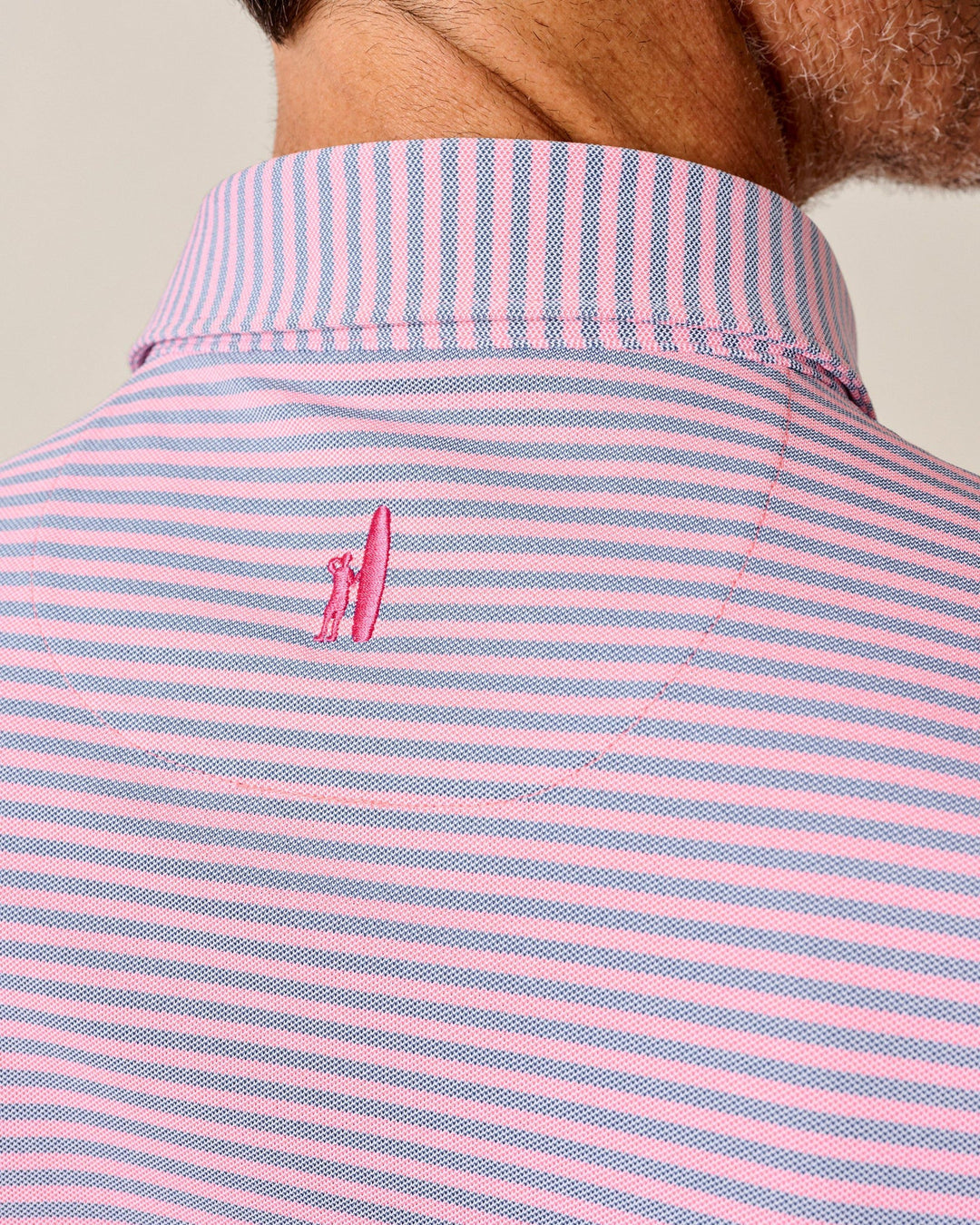 Stetson Stripe Perf. Polo Azalea