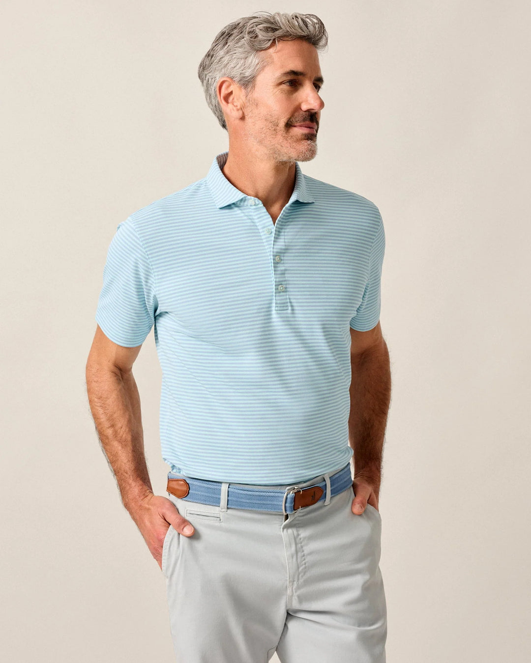 Stetson Stripe Perf. Polo Tide